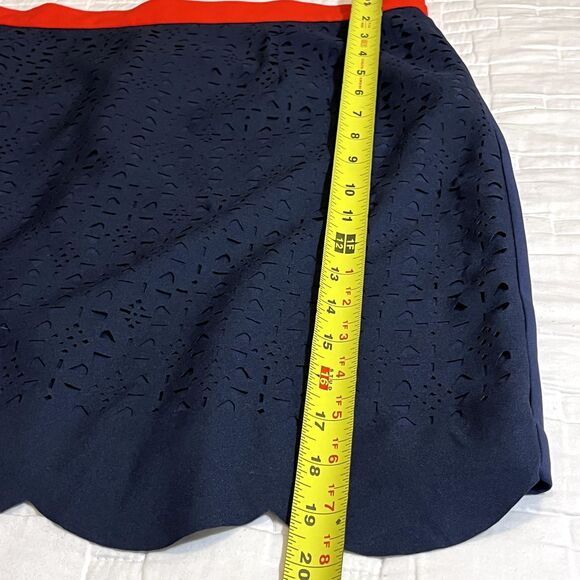 Pixley Skirt Womens L Blue Red Back Zip Lined Polyester Blend- 5649 - Picture 13 of 13